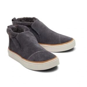 TOMS Women's Paxton Mid Cut Slip-on Forged Iron Grey Suede Faux Fur